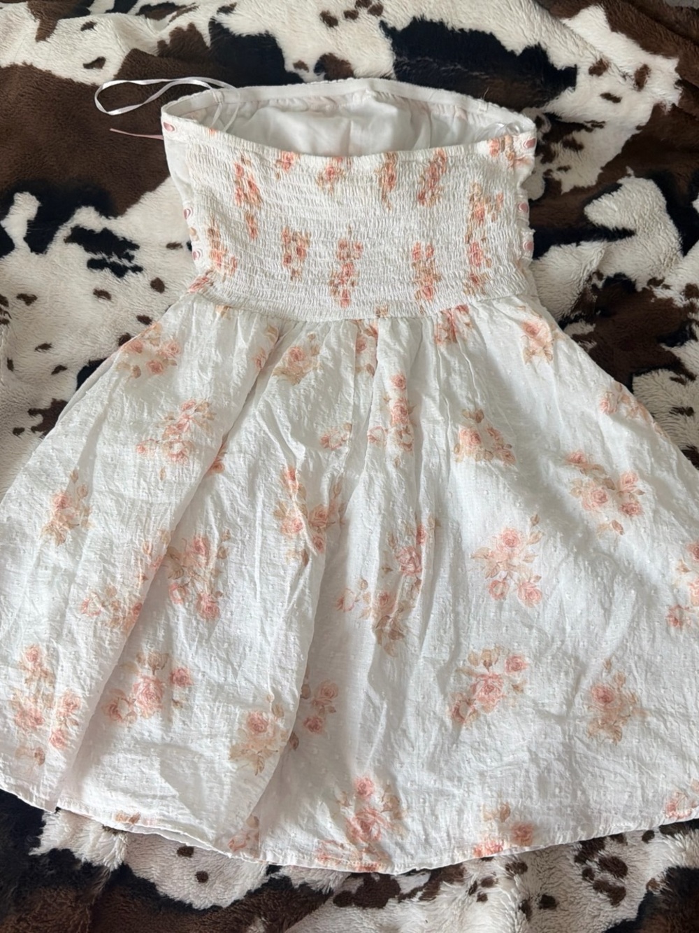 Aeropostale White Strapless Sundress with Soft Pink Floral Print